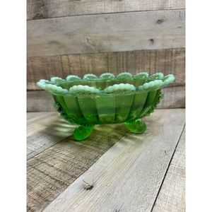 Vintage Mosser Glass Footed Bowl Green